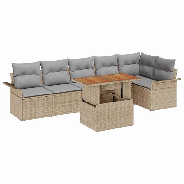vidaXL Ensemble de canap&eacute; de jardin 7 pcs beige et gris clair