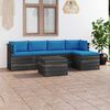 vidaXL Salon palette de jardin 6 pcs avec coussins Bois de pin massif