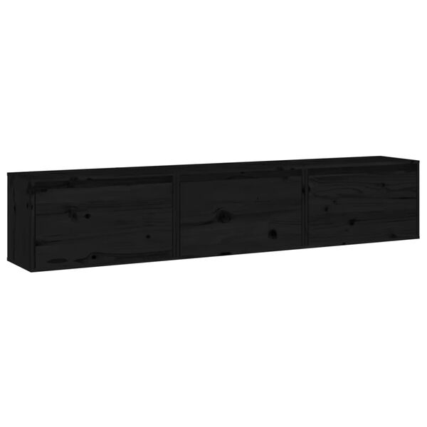 vidaXL Meubles TV 3 pcs Noir Bois massif de pin