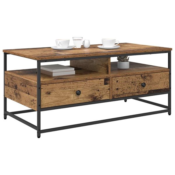 vidaXL Table basse Bois Ancien 100 x 51 x 45 cm Bois d'ingénierie