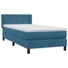 vidaXL Sommier &agrave; lattes de lit et matelas bleu fonc&eacute; 90x220 cm velours