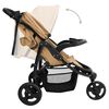 vidaXL Poussette b&eacute;b&eacute; &agrave; 3 roues Taupe et noir Acier