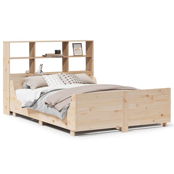 vidaXL Lit biblioth&egrave;que sans matelas 120x200 cm bois massif