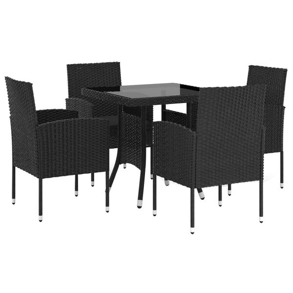 vidaXL Ensemble &agrave; manger de jardin 5 pcs R&eacute;sine tress&eacute;e Noir