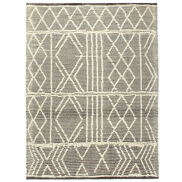 vidaXL Tapis en laine tiss&eacute;e &agrave; la main 80x150cm Noir/Blanc