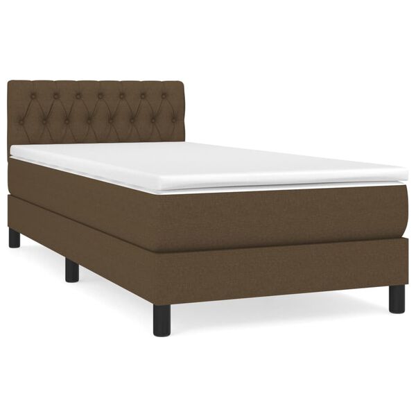 vidaXL Sommier &agrave; lattes de lit avec matelas Marron fonc&eacute; 90x200 cm