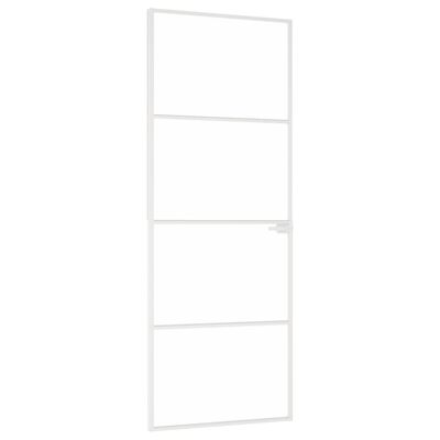 vidaXL Porte d'intérieur Blanc 76x201,5 cm Trempé verre aluminium fin