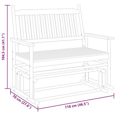 vidaXL Banc balancelle noir 118x70x104,5 cm bois massif de peuplier