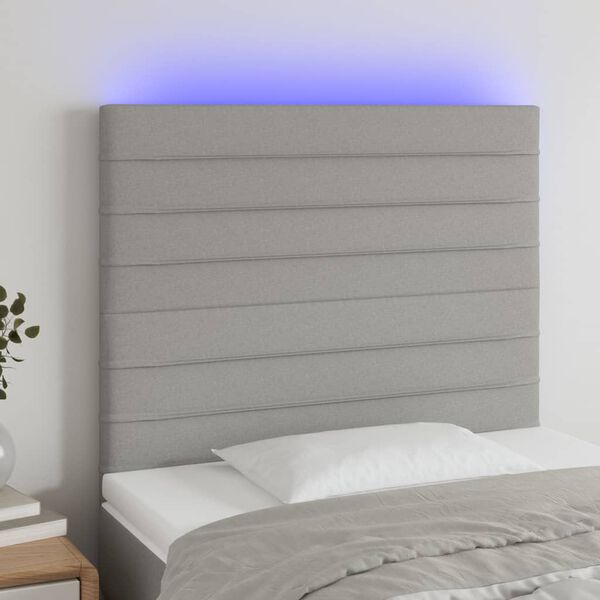 vidaXL T&ecirc;te de lit &agrave; LED Gris clair 90x5x118/128 cm Tissu