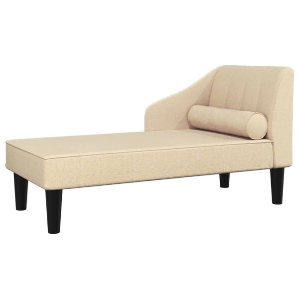 vidaXL Chaise longue avec traversin crème tissu