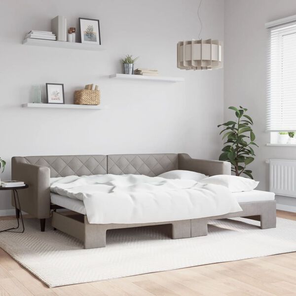 vidaXL Lit de jour avec gigogne sans matelas taupe 90x200 cm