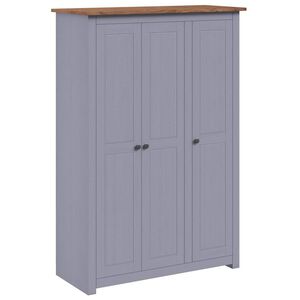 vidaXL Garde-robe 3 portes Gris 118x50x171,5 cm Pin Assortiment Panama