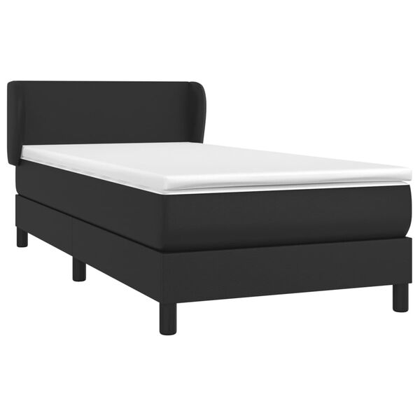 vidaXL Sommier &agrave; lattes de lit avec matelas Noir 90x200 cm Similicuir