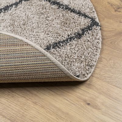 vidaXL Tapis shaggy à poils longs moderne beige et anthracite Ø 120 cm