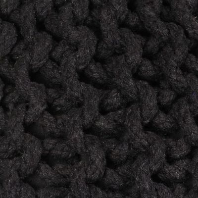 vidaXL Pouf tricoté à la main Coton 50 x 35 cm Noir