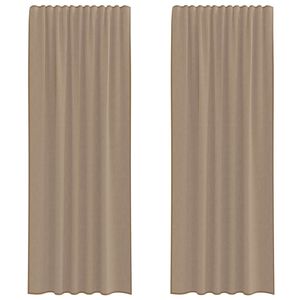 vidaXL Rideaux en voile &agrave; &oelig;illets 2 pcs marron clair