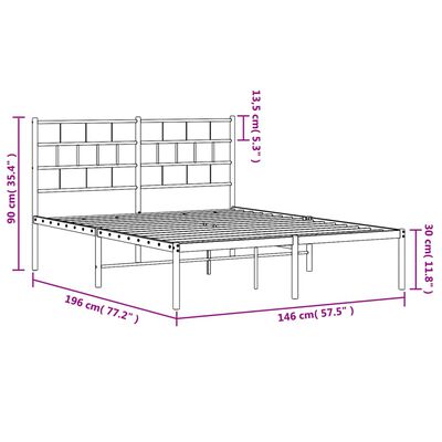 vidaXL Cadre de lit métal sans matelas et tête de lit blanc 140x190 cm