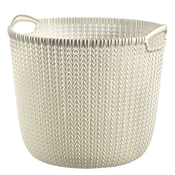 Curver Panier de rangement Knit Rond L 30 L Blanc cr&egrave;me