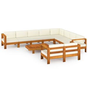 vidaXL Salon de jardin 10 pi&egrave;ces avec coussins 100 x 60 cm Bois d'acacia