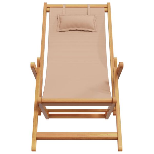 vidaXL Chaise pliable de plage taupe bois d'eucalyptus massif et tissu
