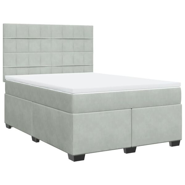 vidaXL Sommier &agrave; lattes de lit et matelas Gris clair 160x200cm Velours