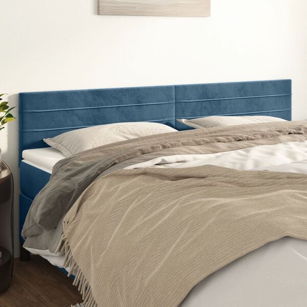 vidaXL T&ecirc;tes de lit 2 pcs Bleu fonc&eacute; 80x5x78/88 cm Velours
