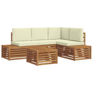 vidaXL 5 pc Ensemble de canap&eacute;s d'ext&eacute;rieur Naturel et Cr&egrave;me