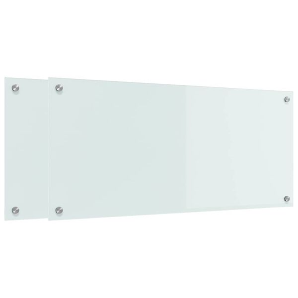 vidaXL Protection de cuisine 2 pcs Blanc 90 x 40 cm verre tremp&eacute;