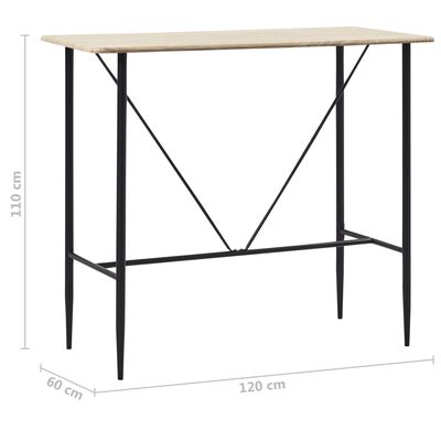 vidaXL Table de bar Chêne 120 x 60 x 110 cm MDF