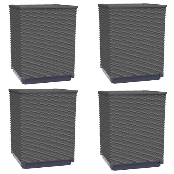 vidaXL Jardinières 4 pcs noir 30x30x37 cm polypropylène