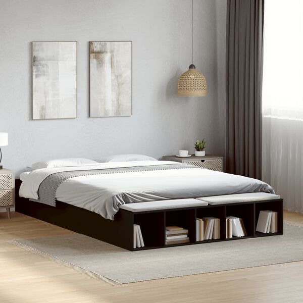 vidaXL Cadre de lit sans matelas noir 150x200 cm