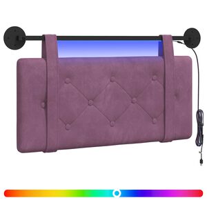 vidaXL T&ecirc;te de lit suspendue Avec lumi&egrave;re LED Pourpre Velours