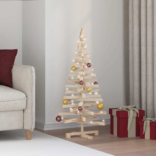 vidaXL Arbres de Noël avec support Naturel 120 cm Bois massif en pin