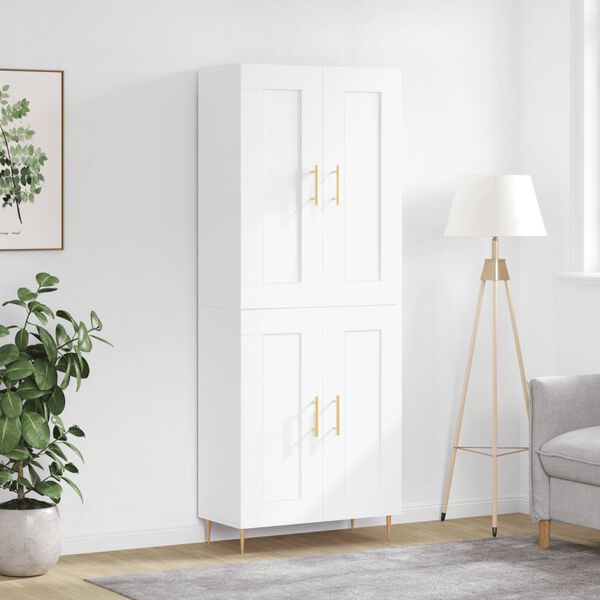 vidaXL Buffet haut Blanc 69,5x34x180 cm Bois d'ing&eacute;nierie