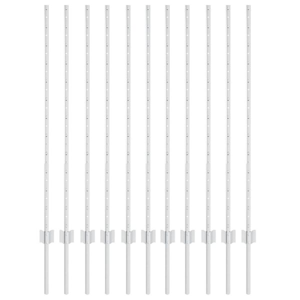 vidaXL Poteau de cl&ocirc;ture. 11 pcs Argent&eacute; 120 cm Acier