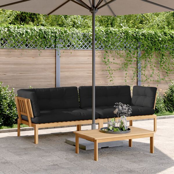 vidaXL Canap&eacute;s d'angle palette de jardin 2 pcs et coussins bois acacia