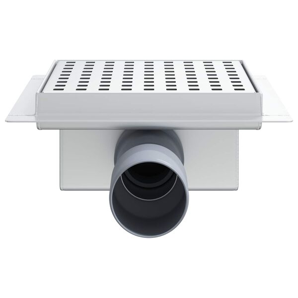 vidaXL Drain de douche &agrave; pois Argent&eacute; 15 x 15 cm Acier Inox 304