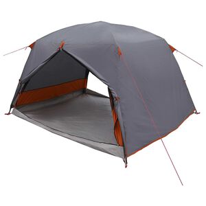 vidaXL Tente de randonn&eacute;e Gris et orange 2 personnes