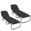 vidaXL Chaise longue pliante 2 pcs Noir 56 x 189 x 87 cm tissu