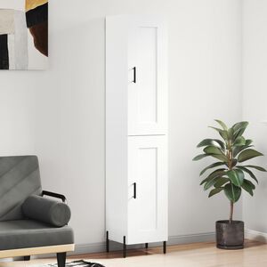 vidaXL Buffet haut Blanc 34,5x34x180 cm Bois d'ing&eacute;nierie