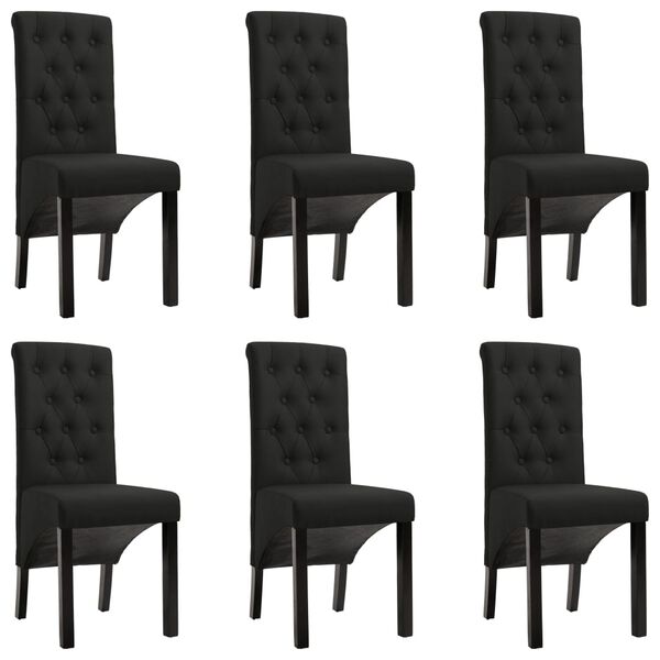 vidaXL Chaises &agrave; manger lot de 6 noir tissu