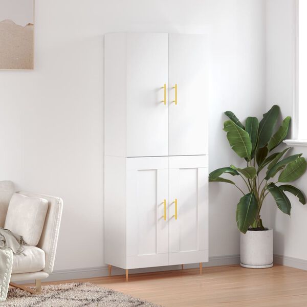 vidaXL Buffet haut Blanc 69,5x34x180 cm Bois d'ing&eacute;nierie