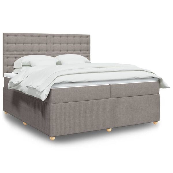 vidaXL Sommier &agrave; lattes de lit avec matelas Taupe 200x200 cm Tissu