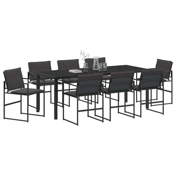 vidaXL Ensemble de salle à manger pour jardin 9 pcs Noir