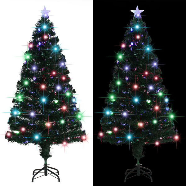 vidaXL Arbre de No&euml;l pr&eacute;-&eacute;clair&eacute; avec support et LED 150 cm fibre optique