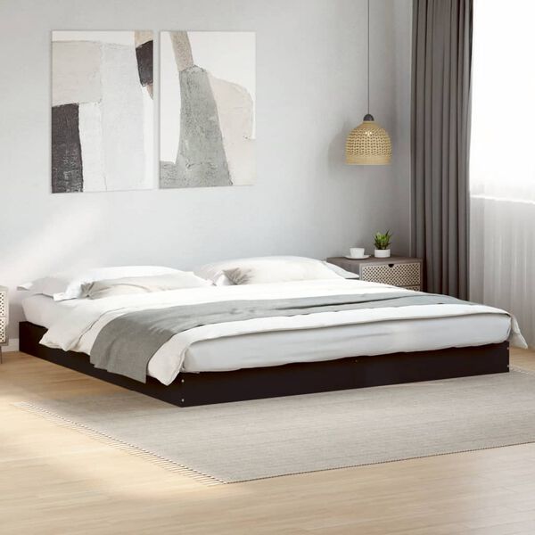 vidaXL Cadre de lit sans matelas noir 180x200 cm bois d'ingénierie