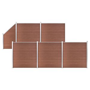 vidaXL Ensemble de cl&ocirc;ture WPC 5 Carr&eacute; + 1 Inclin&eacute; 965 x 186 cm Marron