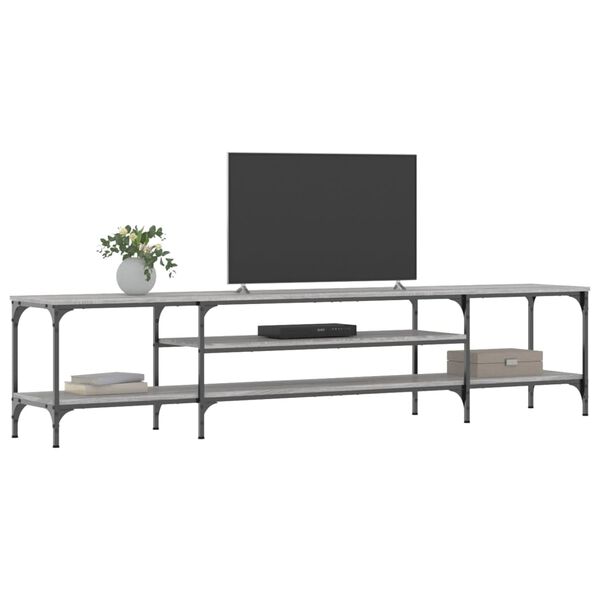 vidaXL Meuble TV sonoma gris 201x35x45 cm bois d'ing&eacute;nierie et fer