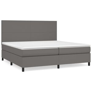vidaXL Sommier &agrave; lattes de lit avec matelas Gris 200x200 cm Similicuir