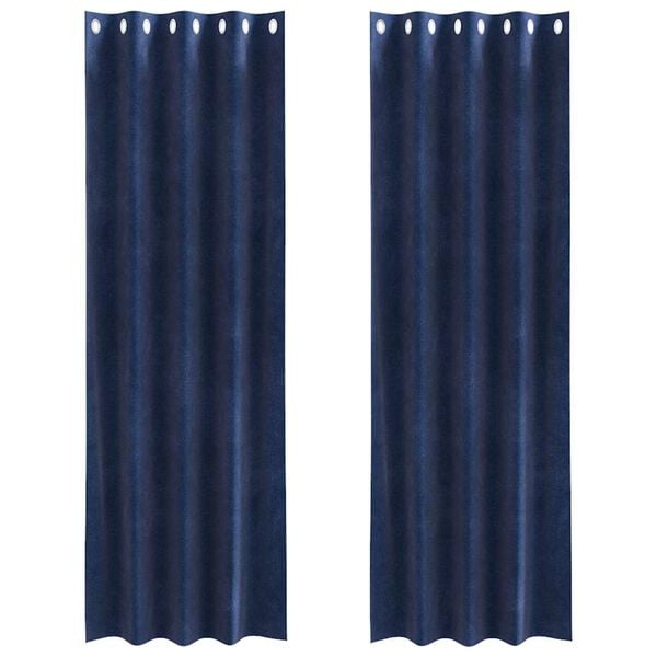 vidaXL Rideaux occultants 2 pcs Bleu foncé 140 x 260 cm Velours